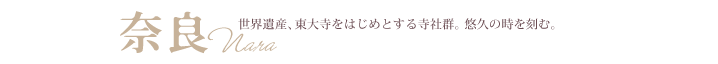 奈良　世界遺産、東大寺をはじめとする寺社群。悠久の時を刻む。